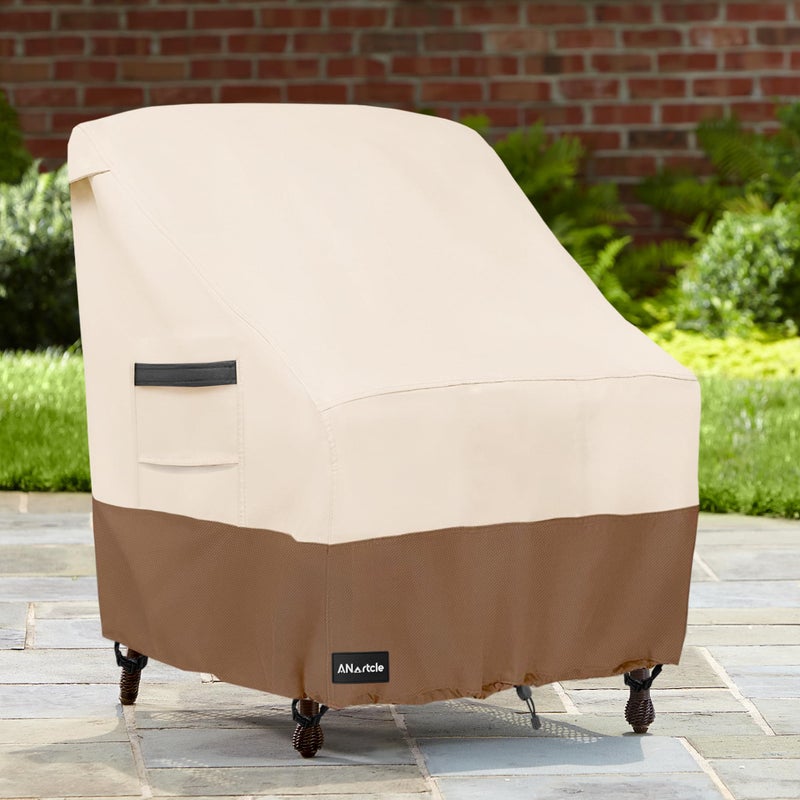 ANartcle Outdoor Swivel Lounge Chair Cover 2 Pack,600D Waterproof Heavy Duty Outdoor Chair Covers(30 W x 34 D x 38.5 H inches),Patio Swivel Chair Covers for Outdoor Furniture,Beige&brown. - Image 4