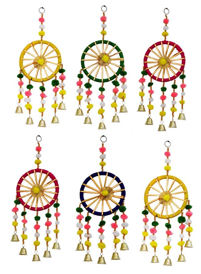 JH Gallery Wool Handmade Colorful Wall and Door Hangings for Home|Diwali Festive Decoration|Bedroom,Balcony,Living Room,Temple,Pooja Room Decoration|Festival Decoration Items for Home|Pack of 6,Multi - Image 1