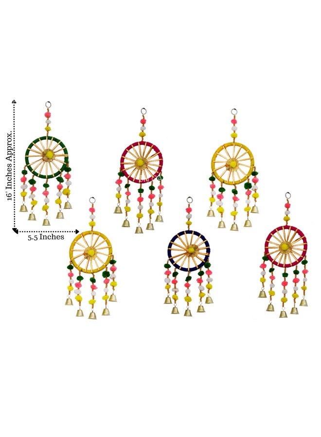 JH Gallery Wool Handmade Colorful Wall and Door Hangings for Home|Diwali Festive Decoration|Bedroom,Balcony,Living Room,Temple,Pooja Room Decoration|Festival Decoration Items for Home|Pack of 6,Multi - Image 3