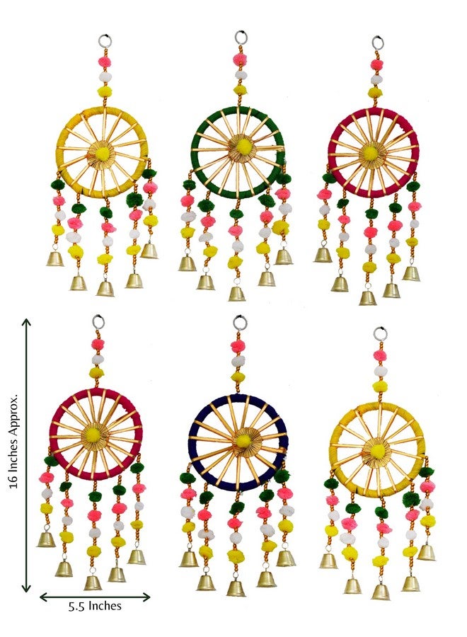 JH Gallery Wool Handmade Colorful Wall and Door Hangings for Home|Diwali Festive Decoration|Bedroom,Balcony,Living Room,Temple,Pooja Room Decoration|Festival Decoration Items for Home|Pack of 6,Multi - Image 2