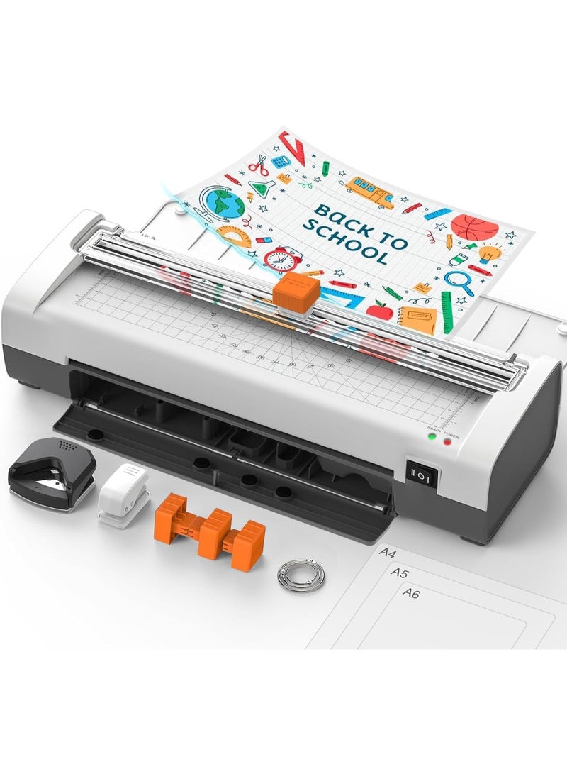 YOUWE7 12in 1 Laminator Machine with20 Laminating Sheets, A4/Letter Size Desktop Thermal Laminator 2 Temperature Modes 3 Cutters Built-in Paper Trimmer for Office School Business Home - Image 1
