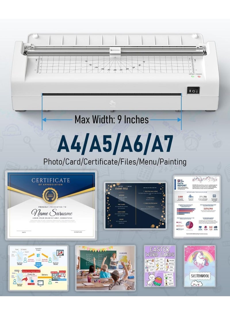 YOUWE7 12in 1 Laminator Machine with20 Laminating Sheets, A4/Letter Size Desktop Thermal Laminator 2 Temperature Modes 3 Cutters Built-in Paper Trimmer for Office School Business Home - Image 2