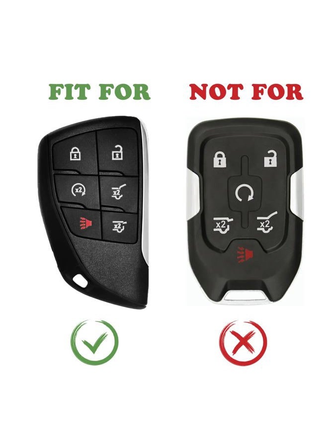 TANDRIVE Key Fob Cover for 2025 2024-2021 Chevy Tahoe Suburban GMC Yukon, 6 Button, Silicone, 2-Pack, Red Button, Black - Image 2