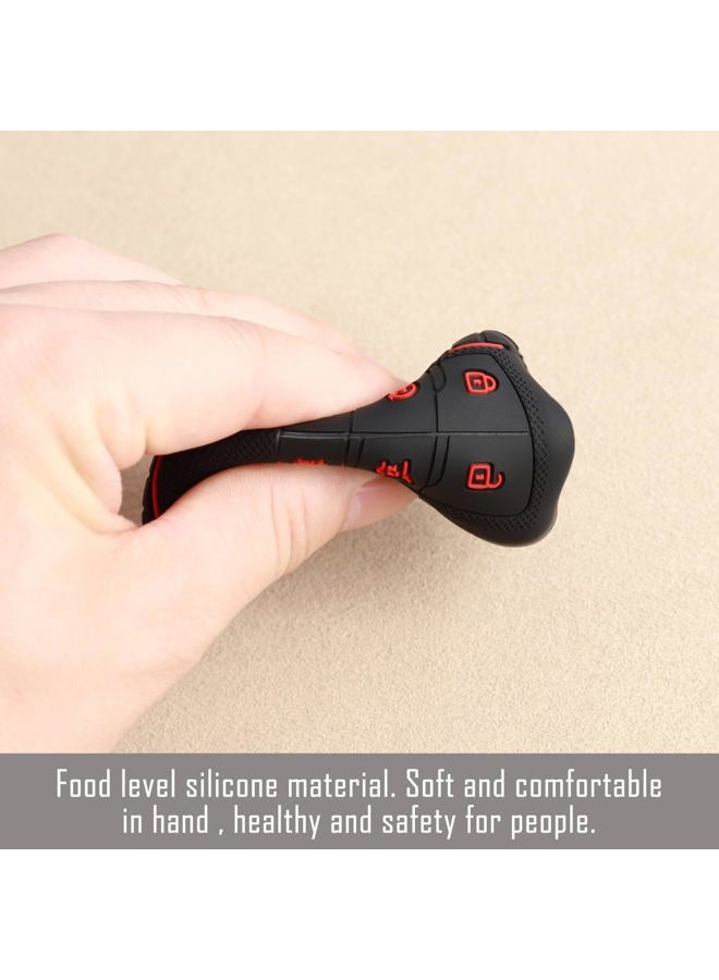 TANDRIVE Key Fob Cover for 2025 2024-2021 Chevy Tahoe Suburban GMC Yukon, 6 Button, Silicone, 2-Pack, Red Button, Black - Image 5