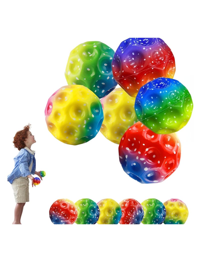 FengSVMA 6 PCS Space Ball - 6.5cm Extreme Moon Ball, PU Bounce Ball Sensory Ball, High Bouncing & Sounds Meteor Ball, Helps Improve Hand-Eye Coordination, Great Sensory Ball for Kids (Random Color) - Image 1
