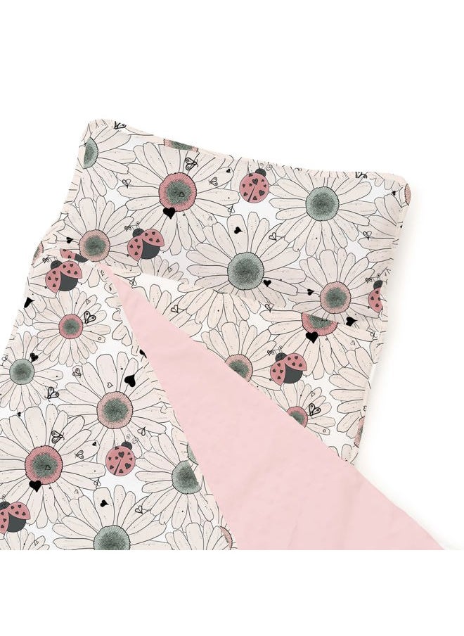 JumpOff Jo - Extra Long Toddler Nap Mat for Preschool, Daycare and Kindergarten - Sleeping Bag for Kids with Removable Pillow and Ultra Soft Blanket - Floral, Daisy Bug - Image 1