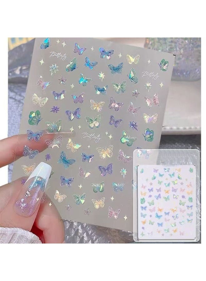 DOUBORQ 5D Jelly Nail Art Stickers, Modern and Simple, Streamer Wing Butterfly Nail Stickers, 1 Sheet, Great for DIY Nail Art - Image 1