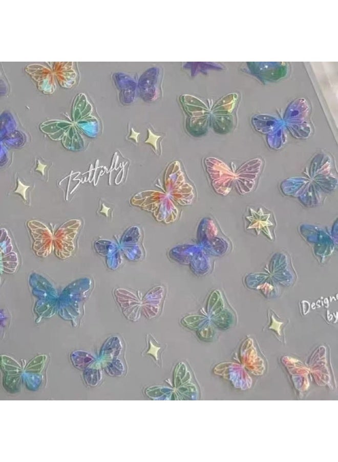 DOUBORQ 5D Jelly Nail Art Stickers, Modern and Simple, Streamer Wing Butterfly Nail Stickers, 1 Sheet, Great for DIY Nail Art - Image 4