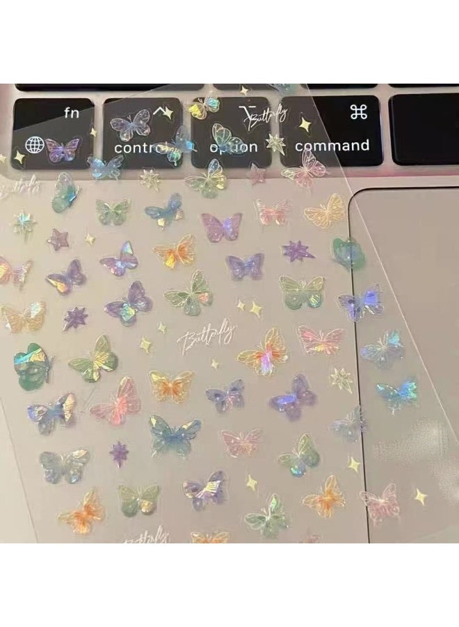 DOUBORQ 5D Jelly Nail Art Stickers, Modern and Simple, Streamer Wing Butterfly Nail Stickers, 1 Sheet, Great for DIY Nail Art - Image 5