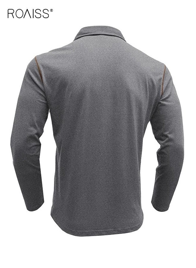 رويس قميص بولو رجالي كاجوال بأكمام طويلة وأزرار أساسية وقمصان جولف خفيفة الوزن من القطن مع جيب - Image 3