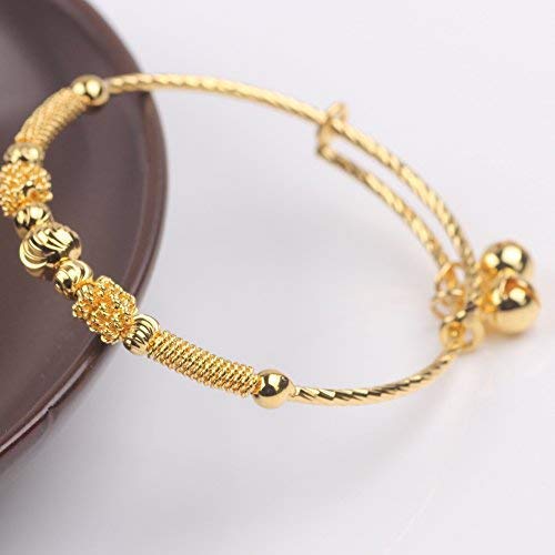 Kugoa loyoe jewelry 24k Yellow Gold Plated Baby's Bracelet Adjustable Children's Bangle(2pcs/lot) - Image 2