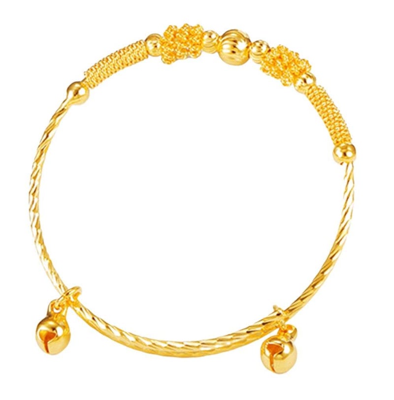 Kugoa loyoe jewelry 24k Yellow Gold Plated Baby's Bracelet Adjustable Children's Bangle(2pcs/lot) - Image 4