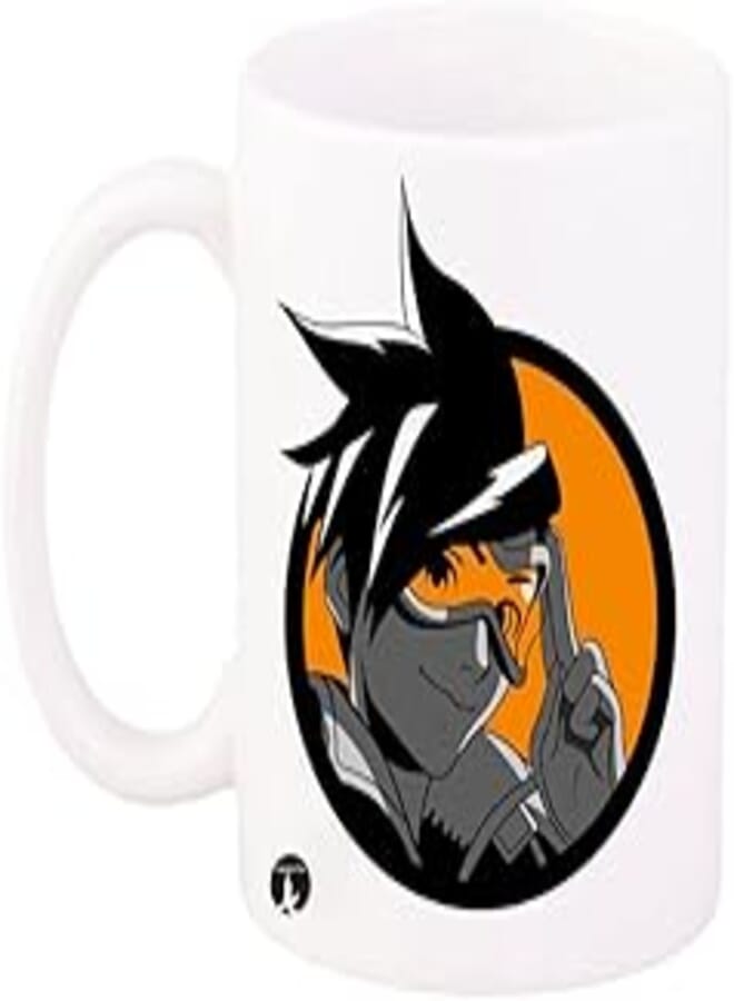 RYN RYN PRINTED Design The Video Game Overwatch Design Mug White Orange Black 11ounce
