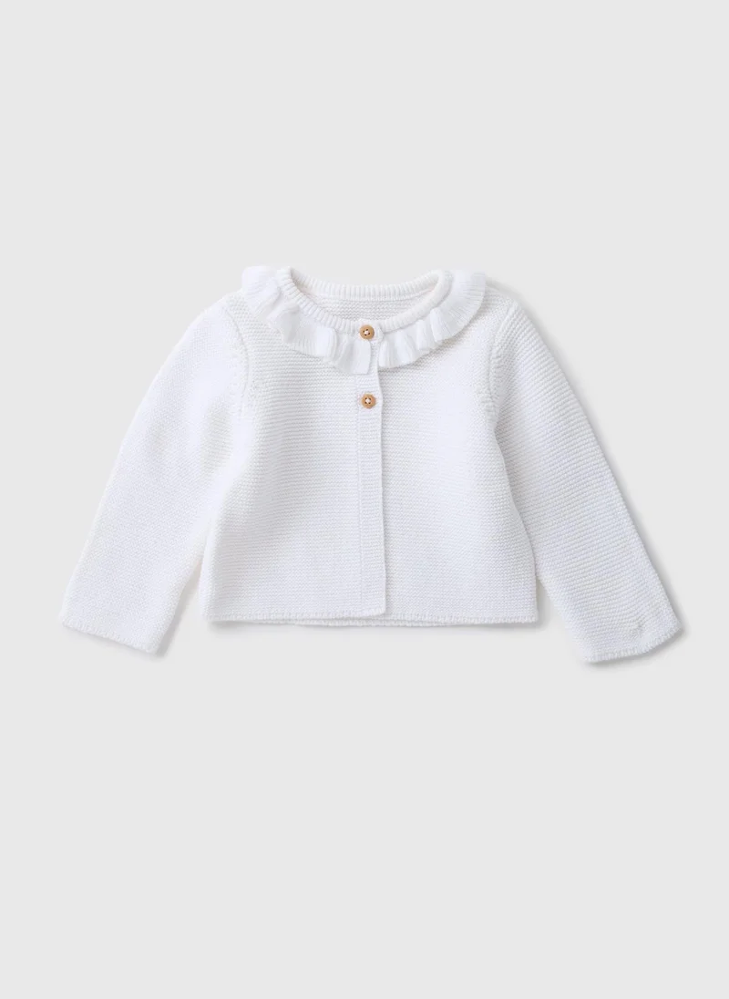 Matalan Baby White Frill Knitted Cardigan