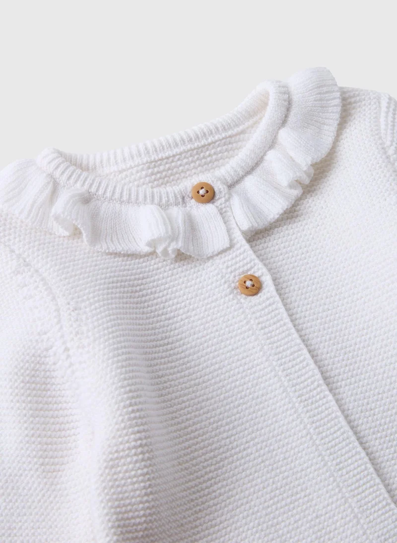 Matalan Baby White Frill Knitted Cardigan