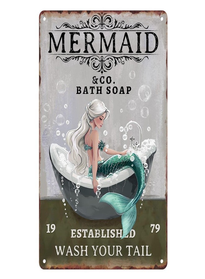 Sanwarm Metal Sign 8X12 Inch, Mermaid Vintage Tin Sign Wall Art Decor for Home, Living Room, Office, Hotel, Bathroom, Toilet Decoration - Image 1