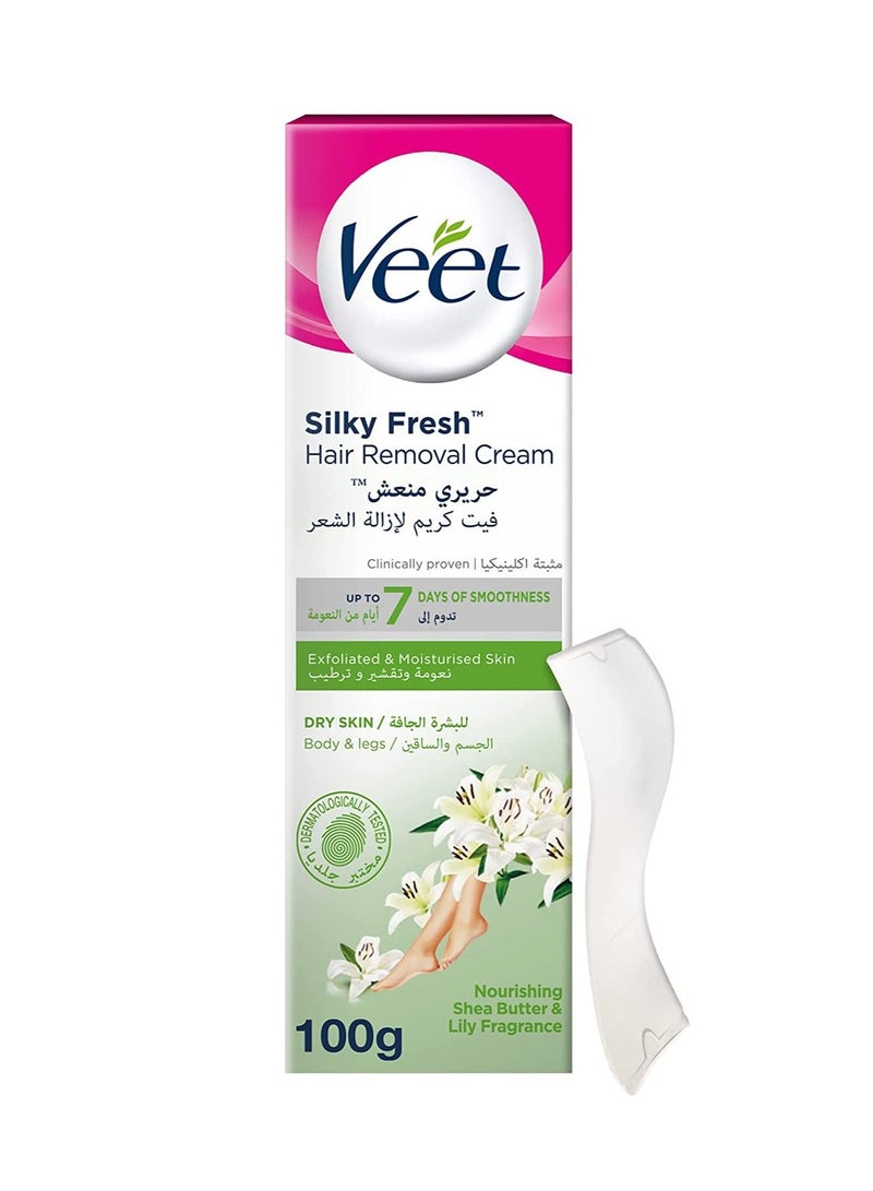 Silky Fresh كريم إزالة الشعر للبشرة الجافة المغذية بزبدة الشيا وعطر الزنبق 100 جرام