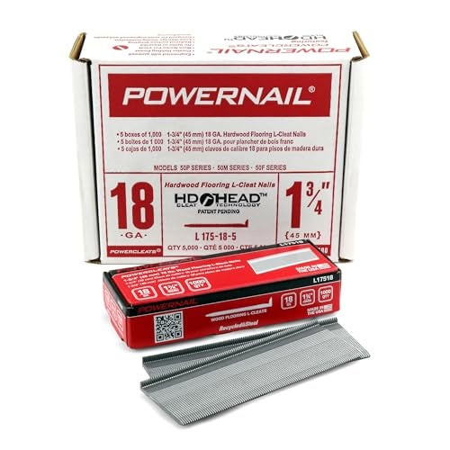 Powernail L175185 18-Gauge 1-3/4-Inch Length Powercleats L-Cleat Flooring Nails (5000ct) - Image 1