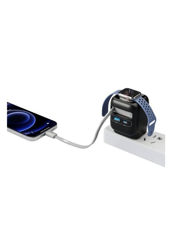 HAVIT UC252 65W GaN Travel Charger With Stretch Cable and Watch Charger - Black - Image 4