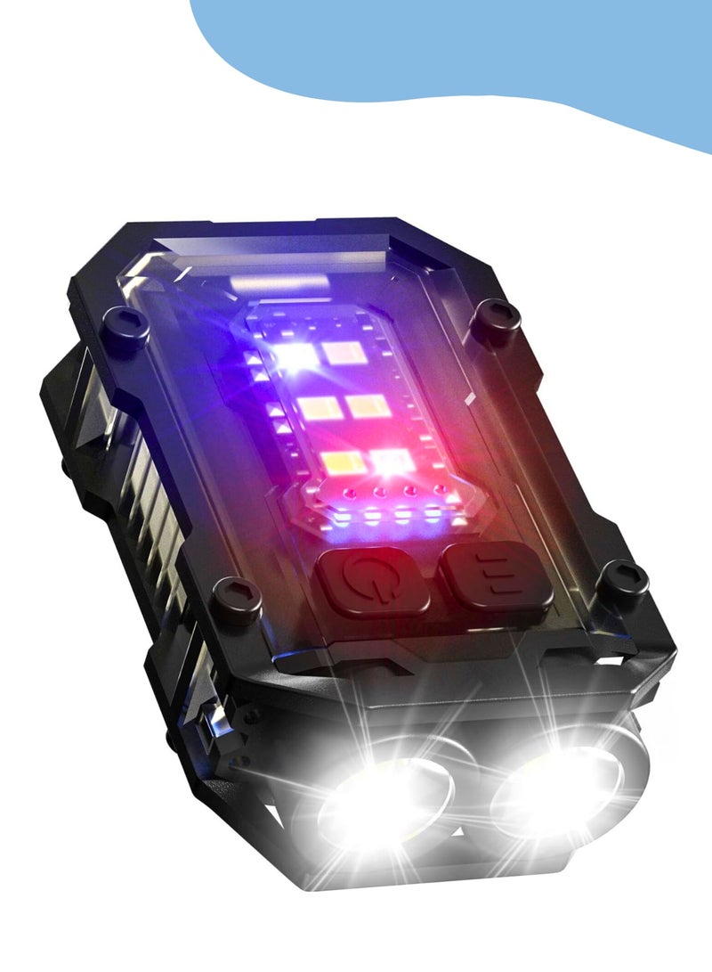 مصباح يدوي صغير وقوي، مصباح LED صغير وقوي للاستخدام اليومي، مزود بضوء أحمر وأزرق وامض، قابل لإعادة الشحن عبر منفذ USB-C، مصباح يدوي محمول يُعلق على سلسلة المفاتيح، مناسب للتخييم والمشي لمسافات طويلة وحالات الطوارئ. - Image 1