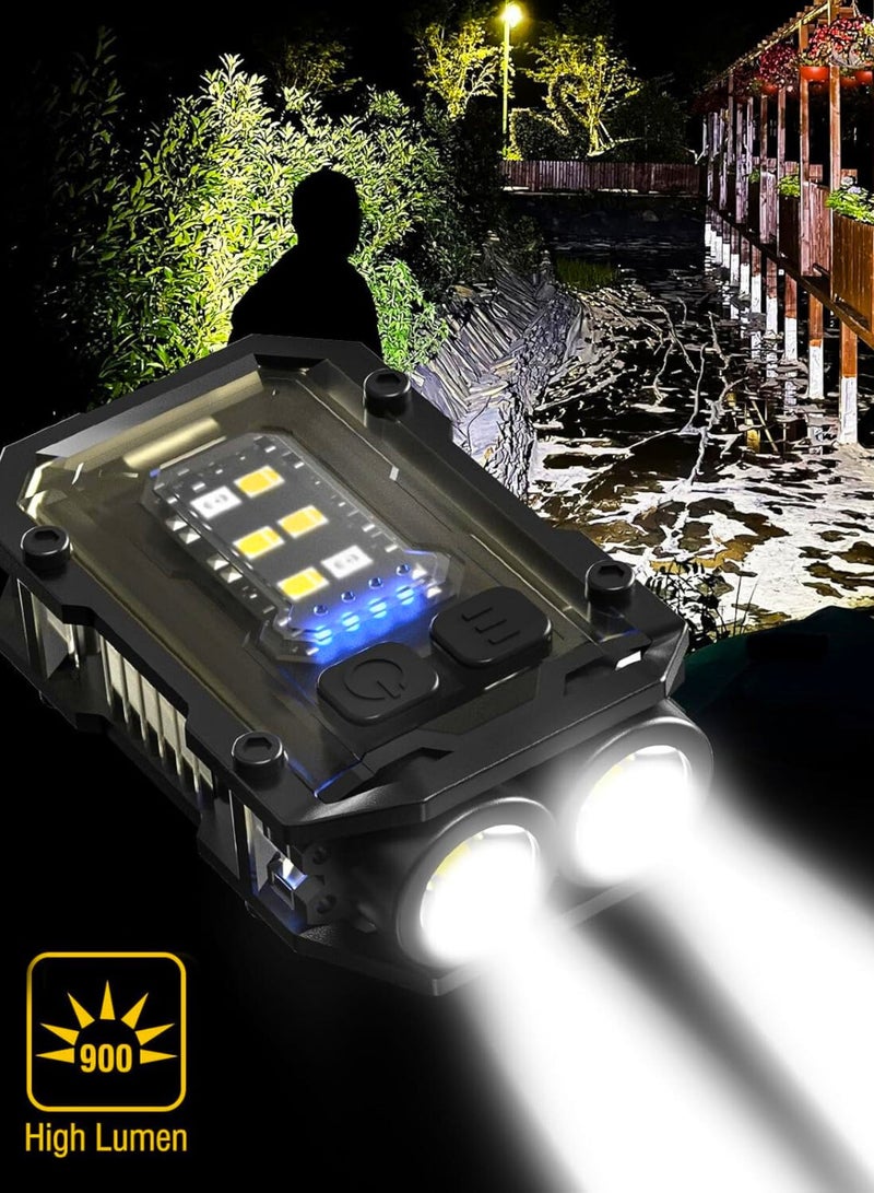 مصباح يدوي صغير وقوي، مصباح LED صغير وقوي للاستخدام اليومي، مزود بضوء أحمر وأزرق وامض، قابل لإعادة الشحن عبر منفذ USB-C، مصباح يدوي محمول يُعلق على سلسلة المفاتيح، مناسب للتخييم والمشي لمسافات طويلة وحالات الطوارئ. - Image 2