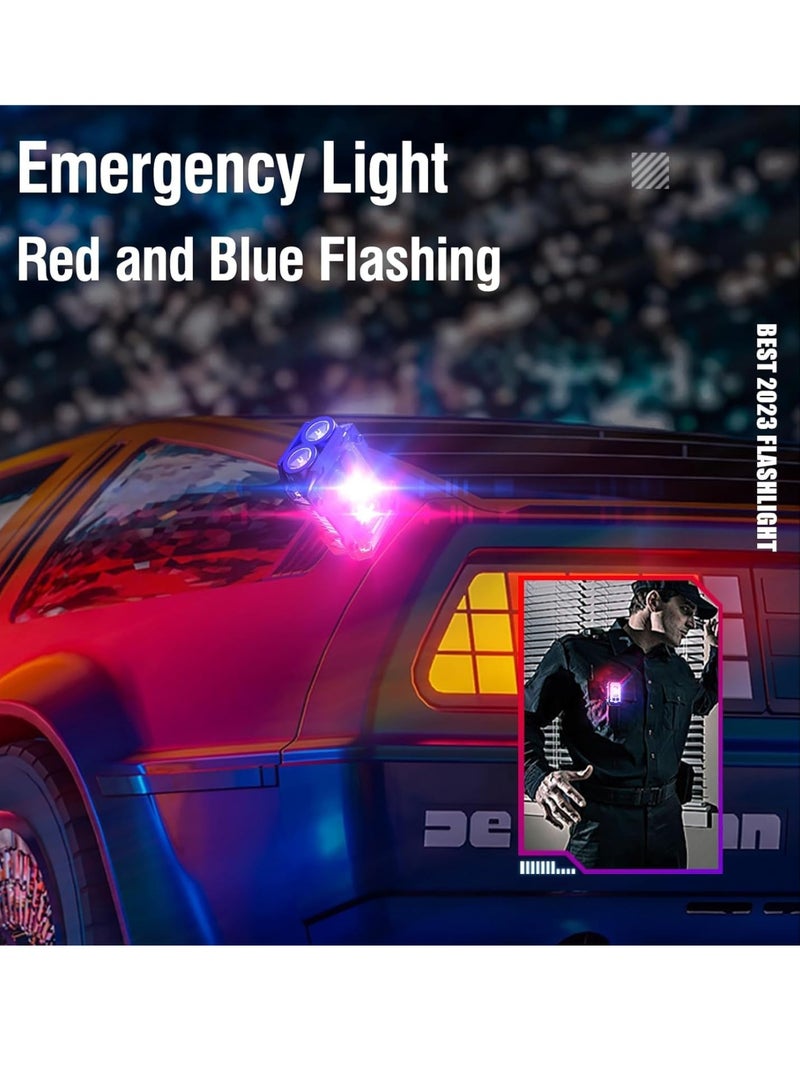 مصباح يدوي صغير وقوي، مصباح LED صغير وقوي للاستخدام اليومي، مزود بضوء أحمر وأزرق وامض، قابل لإعادة الشحن عبر منفذ USB-C، مصباح يدوي محمول يُعلق على سلسلة المفاتيح، مناسب للتخييم والمشي لمسافات طويلة وحالات الطوارئ. - Image 4