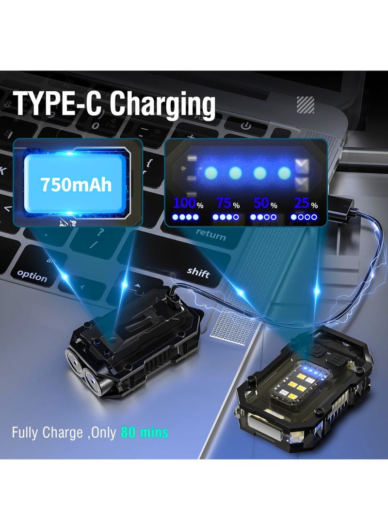 مصباح يدوي صغير وقوي، مصباح LED صغير وقوي للاستخدام اليومي، مزود بضوء أحمر وأزرق وامض، قابل لإعادة الشحن عبر منفذ USB-C، مصباح يدوي محمول يُعلق على سلسلة المفاتيح، مناسب للتخييم والمشي لمسافات طويلة وحالات الطوارئ. - Image 3