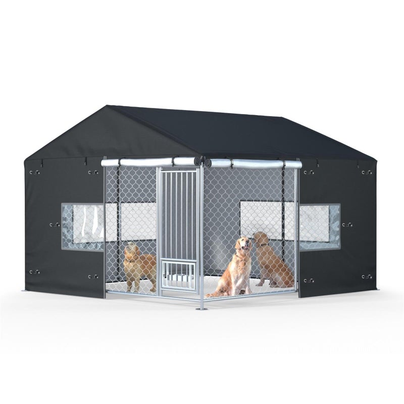 Ddeman 10x10x7ft Heavy-Duty Dog Kennel Cover - Waterproof UV-Resistant All-Season Outdoor Dog Enclosure Cover (Cover Only, Does Not Include Dog Fence) - Image 1