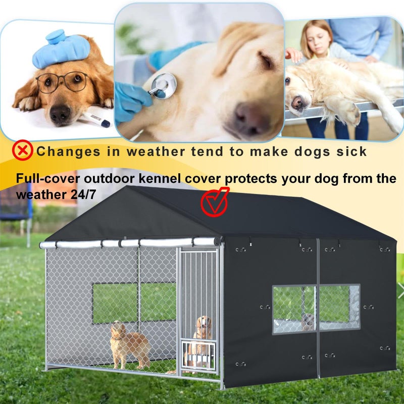 Ddeman 10x10x7ft Heavy-Duty Dog Kennel Cover - Waterproof UV-Resistant All-Season Outdoor Dog Enclosure Cover (Cover Only, Does Not Include Dog Fence) - Image 3