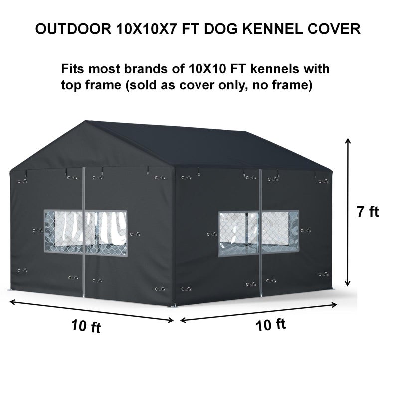 Ddeman 10x10x7ft Heavy-Duty Dog Kennel Cover - Waterproof UV-Resistant All-Season Outdoor Dog Enclosure Cover (Cover Only, Does Not Include Dog Fence) - Image 2