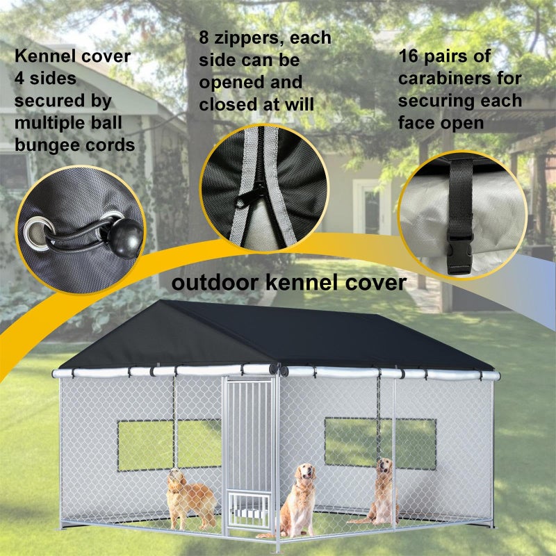 Ddeman 10x10x7ft Heavy-Duty Dog Kennel Cover - Waterproof UV-Resistant All-Season Outdoor Dog Enclosure Cover (Cover Only, Does Not Include Dog Fence) - Image 5