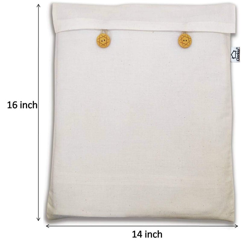 Clarkia Reusable Cotton Saree Cover (set of 12) for Storage, Wardrobe Organizer bags saree bags cotton (16x14 inch, Beige) - Image 5