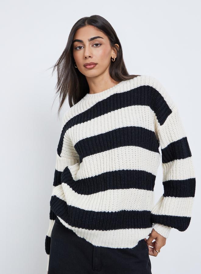 Styli Off-White Striped Oversized Sweater - Image 3