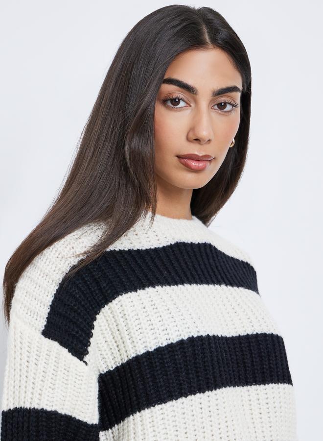Styli Off-White Striped Oversized Sweater - Image 4