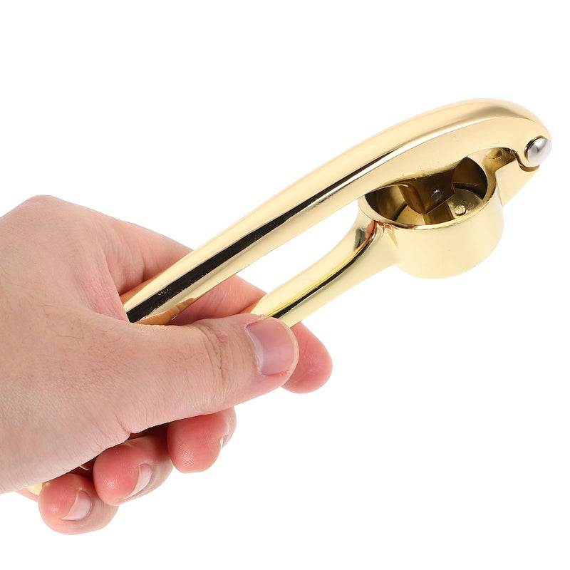 Zinc Alloy Garlic Press Manual Mincer Handheld Squeezer Kitchen Tool For Home And RV Golden - Image 5