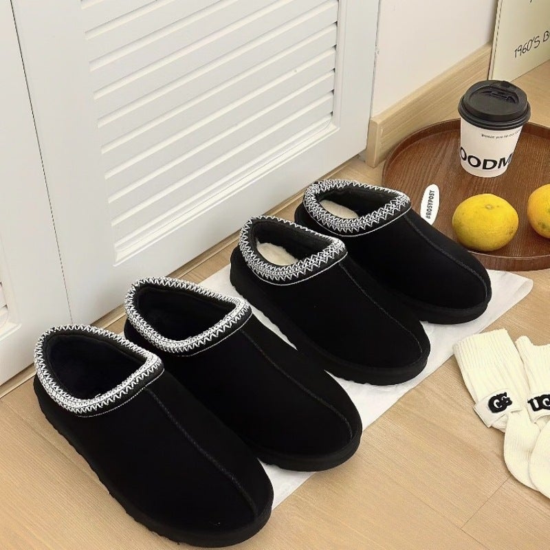 Ethnic Style Snow Boots Women'S Thick Bottom Woven Slippers Cowhide Wool Warm Foam Bottom Short Tube Non-Slip Increased Plus Size - Image 1