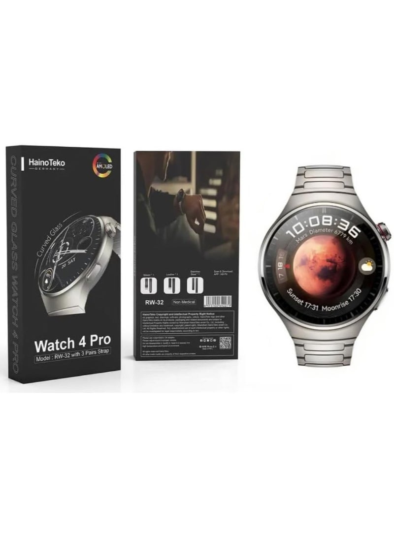 Haino Teko RW 32 Smart Watch With 3 Pairs Straps HD IPS AMOLED Display Waterproof Smartwatch 4 Pro Curved Glass App Control Heart Rate GPS And Fitness Smartwatch - Image 1