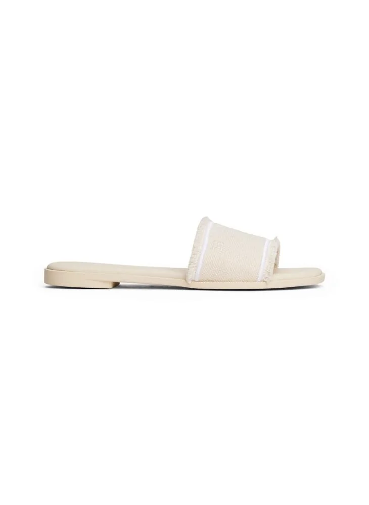 TOMMY HILFIGER Fringe Canvas Flat Sandals