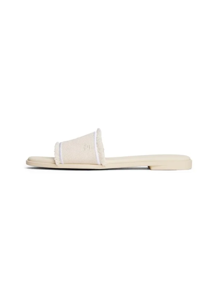 TOMMY HILFIGER Fringe Canvas Flat Sandals