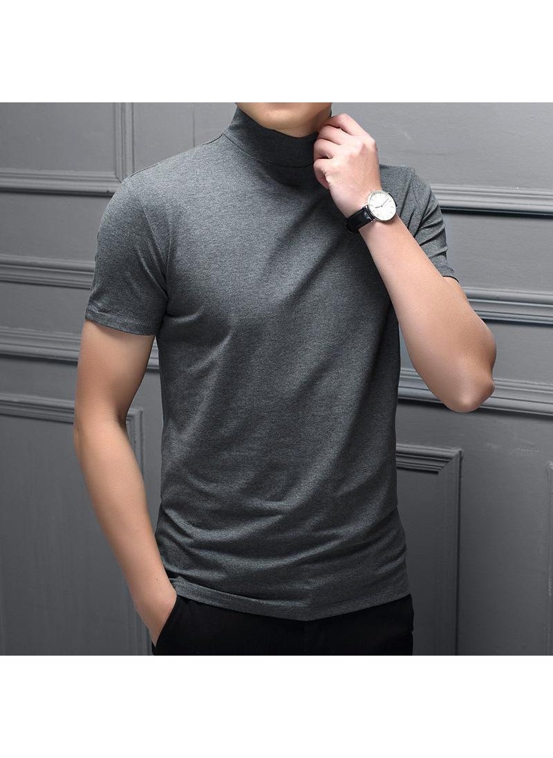 1 x 5 pcs New Spring Summer Mens Half Polo/Turtle Neck Slim Fit Milk Silk Short Sleeve T-Shirt Trendy Base Layer Top Solid Color Student  T32# dark gray - pzsku/ZBE6A4094EAB005085BA5Z/45/_/1741688156/c0247814-5993-43f7-aa5c-beeb27e8681a