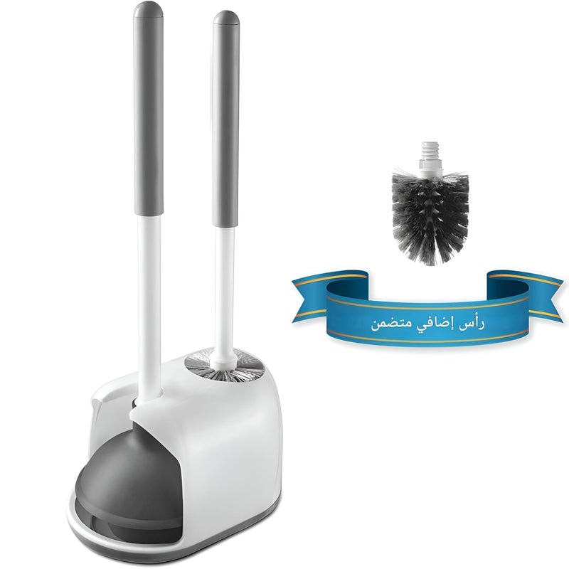 Cleaning Tool - Bathroom Cleaning Set with Heavy Duty Toilet Brush and Hidden Plunger for Ultimate Freshness - Image 2