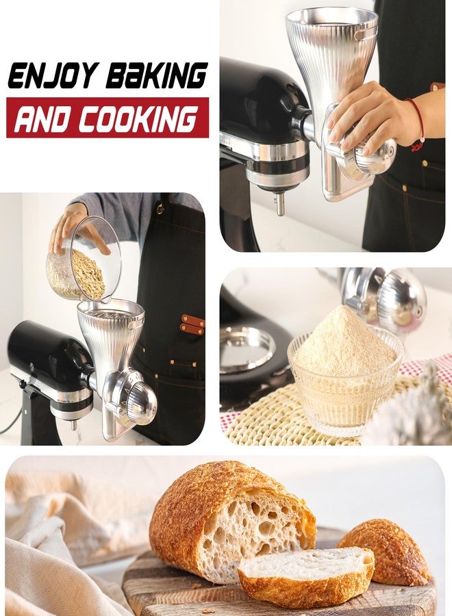 GLINK All Metal Grain Mill Attachment for KitchenAid Stand Mixer,12 Levels Flour Grinder Accessories, Grain Mill Attachment Fit for Grinding Wheat, Corn, Oats, Buckwheat, Millet and Other Cereals - Image 3