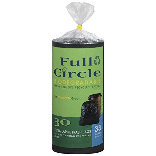 Full Circle أكياس قمامة كبيرة قوية متعددة الاستخدامات سعة 33 جالون 30 قطعة