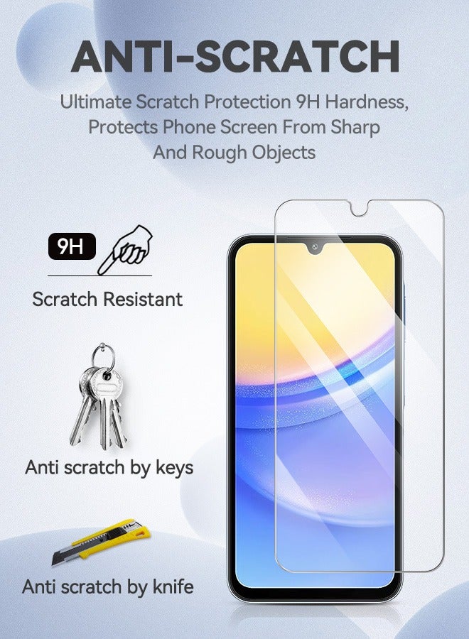 Tersely [3-Pack] 9H Tempered Glass Screen Protector for Samsung Galaxy A15 4G/5G, Case Friendly, Ultra-clear, Shatterproof Anti-Scratch Film Screen Protector - Image 3