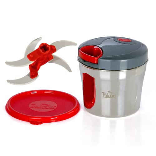 PddFalcon Food Grade Stainless Steel Handy and Compact Vegetable Chopper with 5 Blades and 6 Flow Breakers, with BIS Certified, Jindal Seal & Made in India (900ml, Red) - Image 1