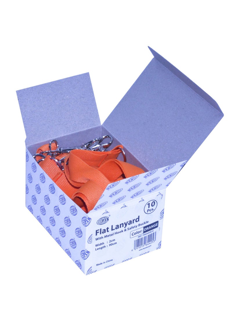 FIS 10-Piece FIS Lanyard Orange with Metal Hook & Safety Buckle, 2X90cm - FSNASOR/10 - Image 3