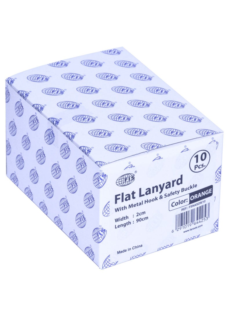 FIS 10-Piece FIS Lanyard Orange with Metal Hook & Safety Buckle, 2X90cm - FSNASOR/10 - Image 4