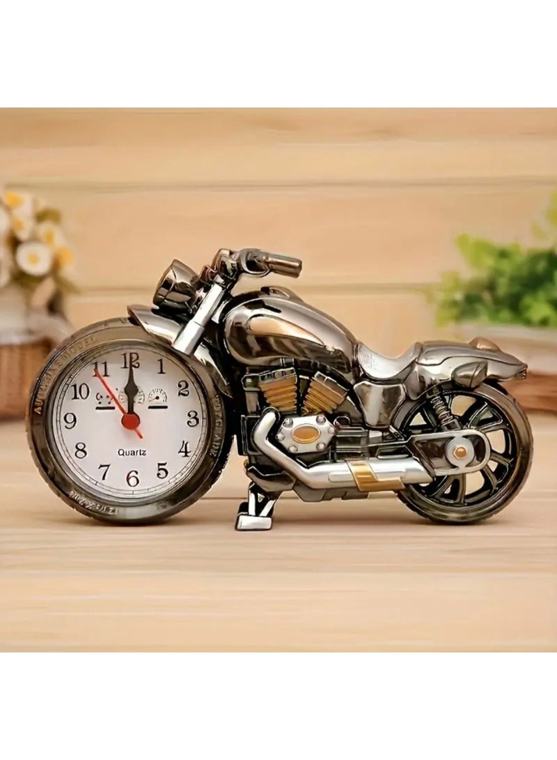 Decorhills Motorcycle Alarm Clock, Vintage Non-Tick Wake-Up Table Clock, Motorbike Design for Home, Office, Kids & Adults – Stylish Decorative Alarm Clock - Image 1