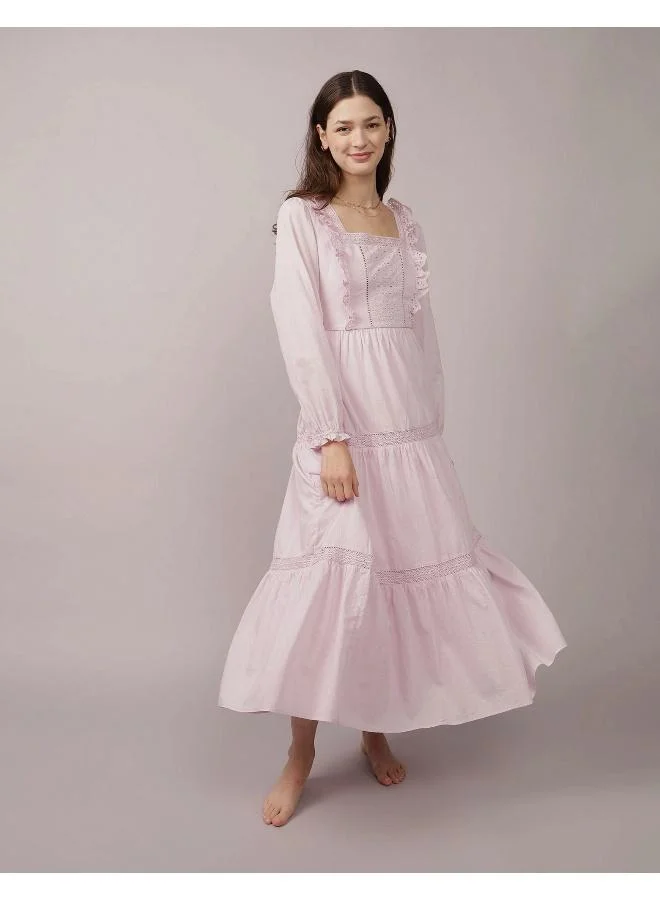 امريكان ايجل AE Long-Sleeve Tiered Embroidered Midi Dress