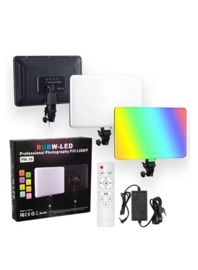 Spotlight for Photography RGB PM-26 – Professional LED RGB Spotlight with Adjustable Colors, 36W Power Output, Dimmable for Photography, Video, and Studio Use, Perfect for Portraits, Product Shots, and Content Creation, High-Quality Lighting for Creators - Image 1